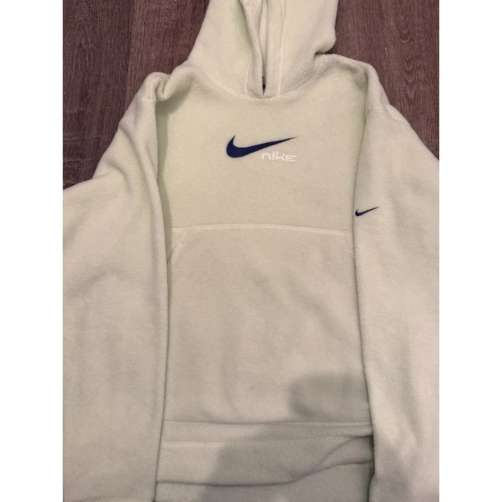 Vintage Y2K Nike Center Swoosh‎ Fleece Hoodie Women's Small Lime Green